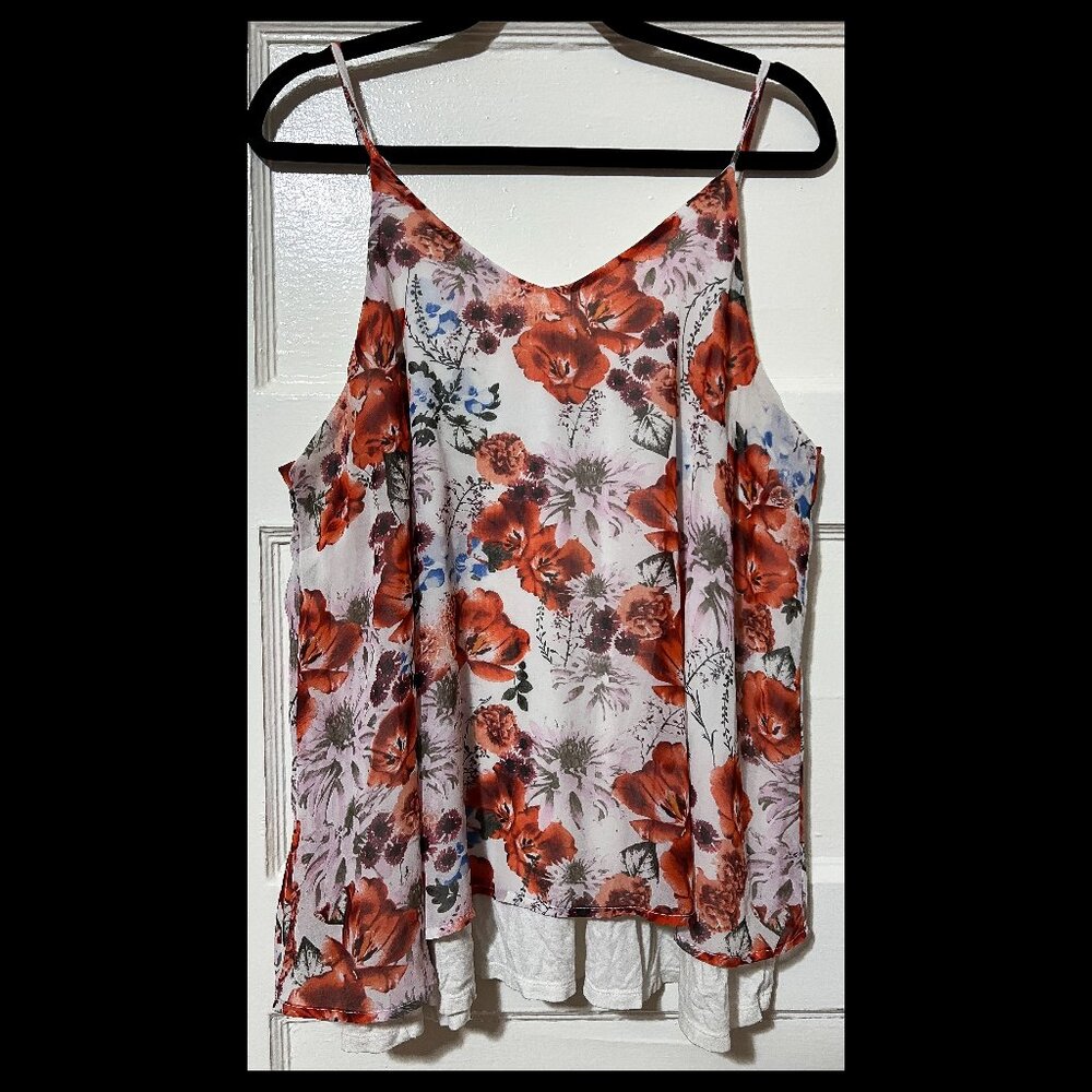 Ellos Womens Multicolor Floral Sleeveless Camisole Blouse Top Size 16 EUC